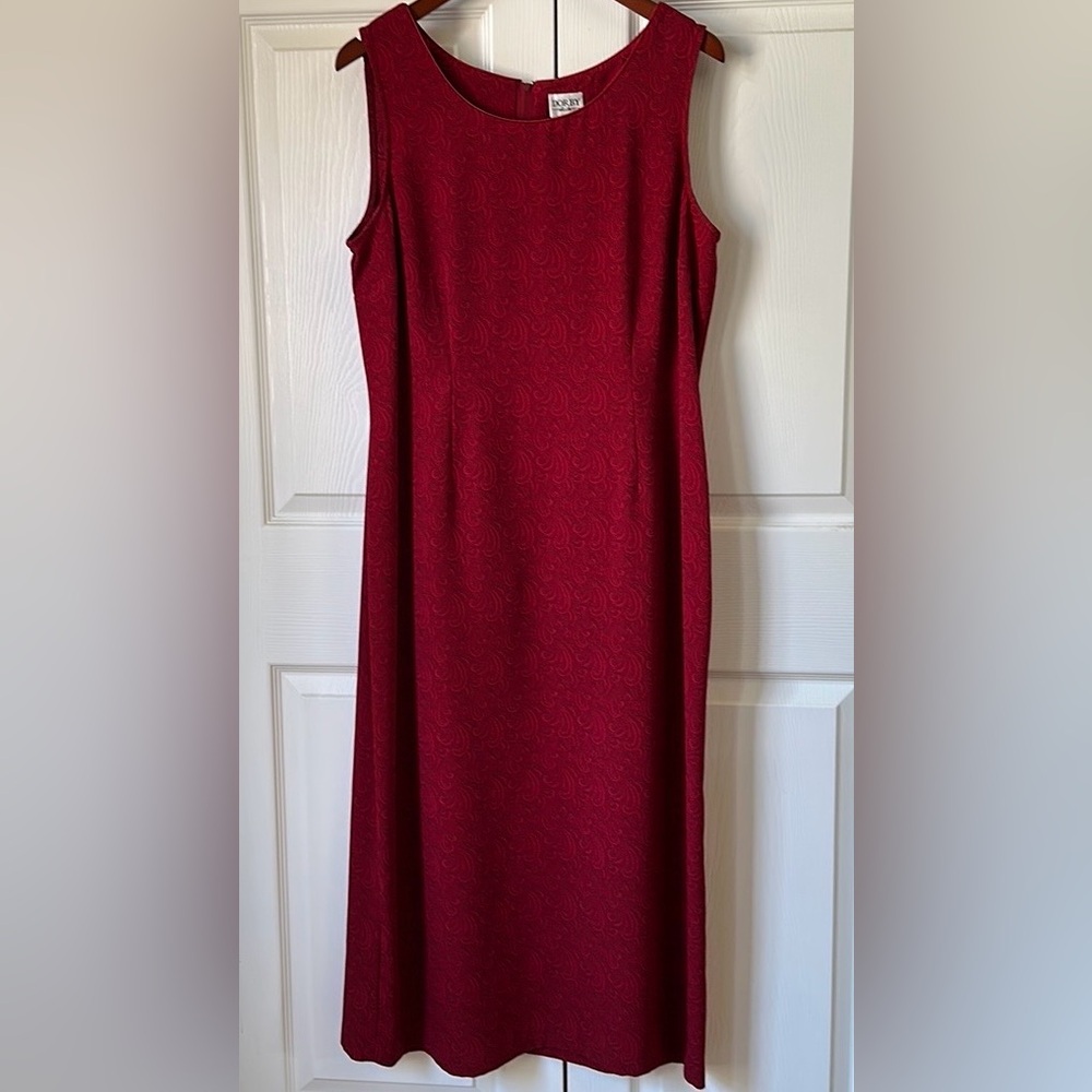 Dorby Jacquard Print Back Zip Sleeveless Dress